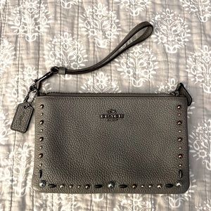 Coach Gray Embellished Wristlet NWOT